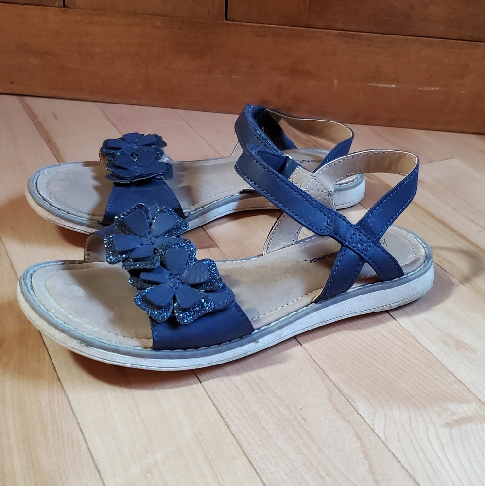 Hanna Andersson Navy Blue‎ Glitter Sandals Youth Size 2